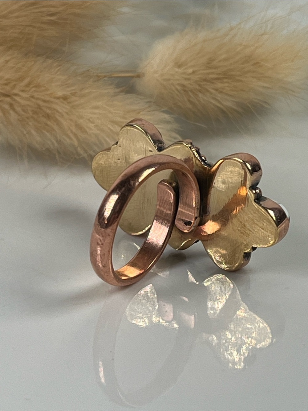 Solid Copper Wild Horse Gemstone Statement Ring Size 6.75 Adjustable - Picture 4 of 8